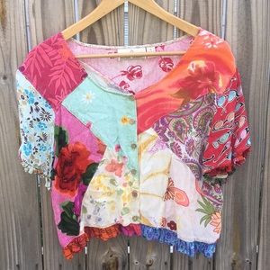 Sacred Threads Boho Funky Eclectic Hippie Blouse